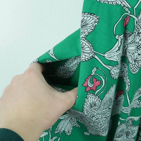 Boden Size 4 Dress Kelly Green A Line Preppy Paisley Spring Country Club Twee - Picture 4 of 7